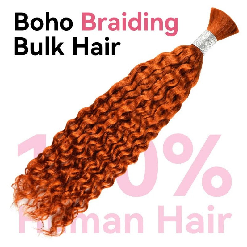 KRN #350 Ginger Deep Curly Bulk Human Hair For Braiding