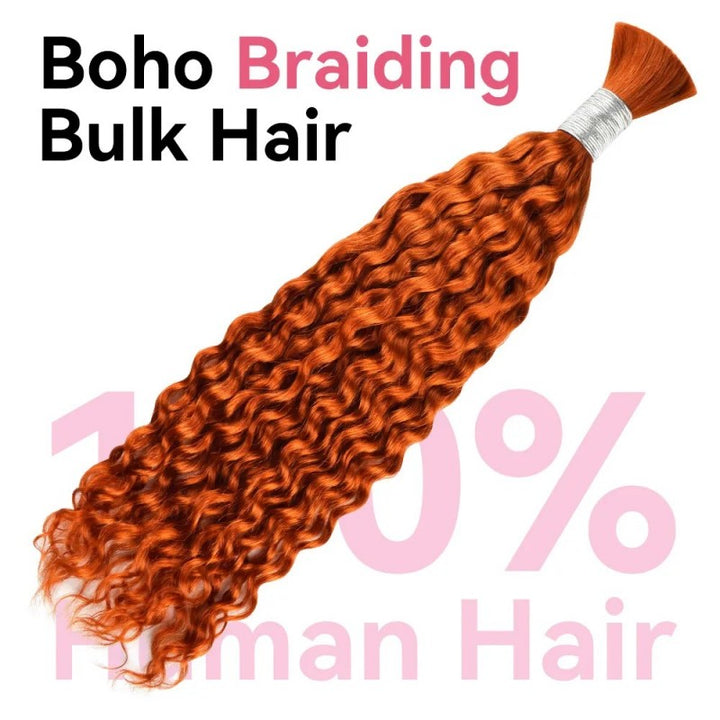 KRN #350 Ginger Deep Curly Bulk Human Hair For Braiding