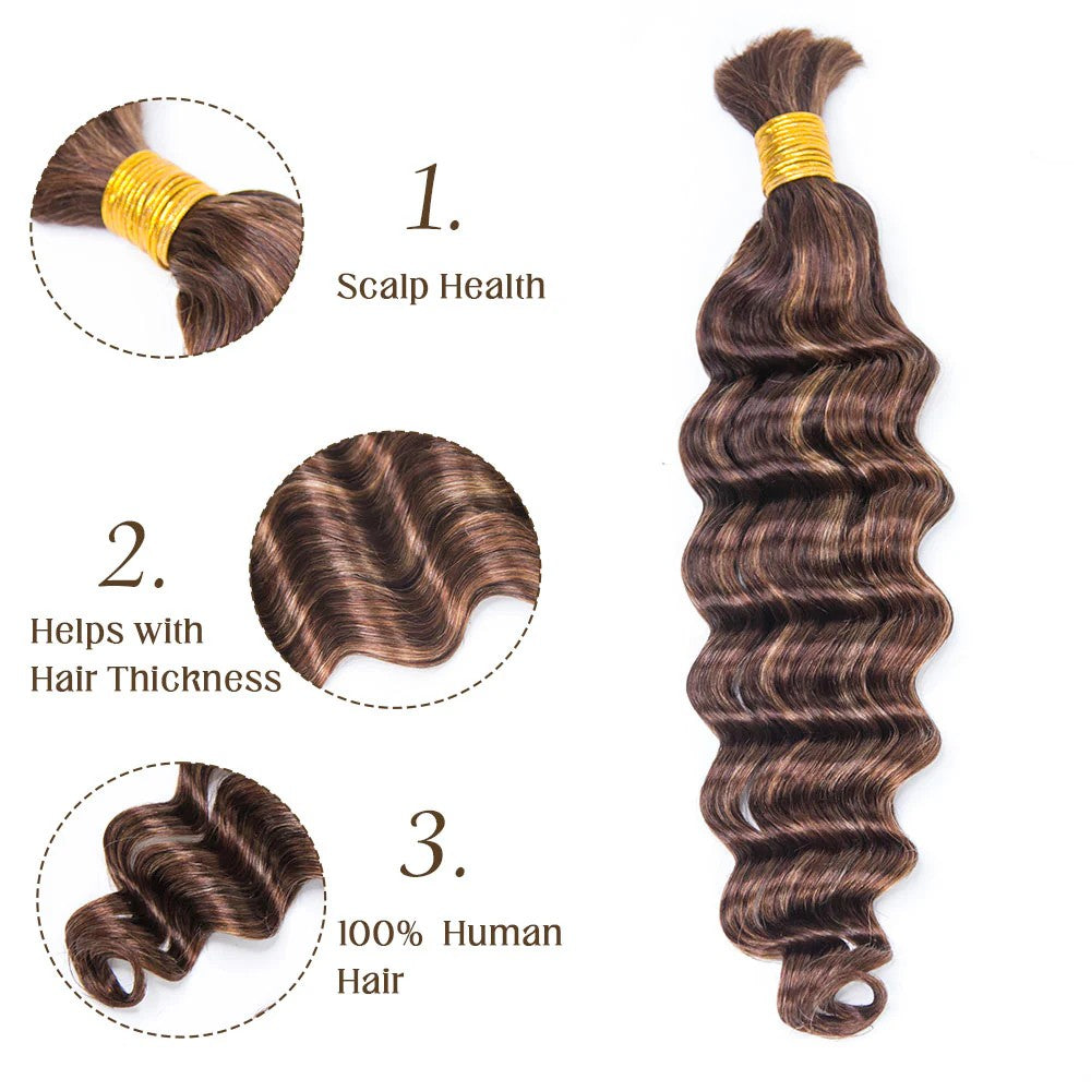 KRN #4/#27/#30 Mix Color Loose Deep Wave Human Hair For Braiding