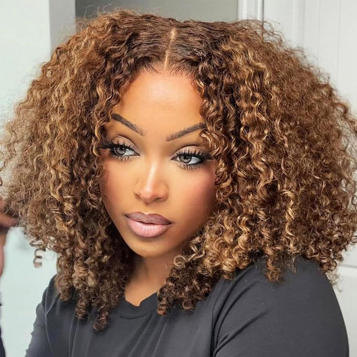 KRN #4/27 Highlight Kinky Curly 13x4 Transparent Full Lace Frontal Wig