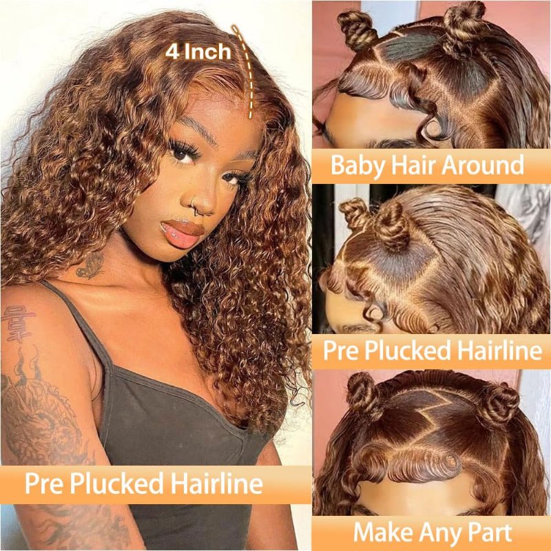 KRN #4/27 Highlight Kinky Curly 13x4 Transparent Full Lace Frontal Wig