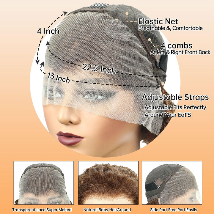 KRN #4/27 Highlight Kinky Curly 13x4 Transparent Full Lace Frontal Wig