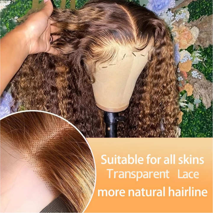 KRN #4/27 Highlight Kinky Curly 13x4 Transparent Full Lace Frontal Wig