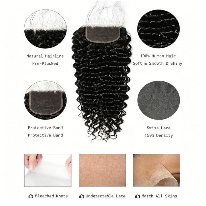 KRN 5X5 Invisible HD Lace Closure Deep Wave