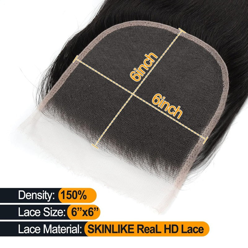 KRN 6x6 Invisible HD Lace Closure Straight
