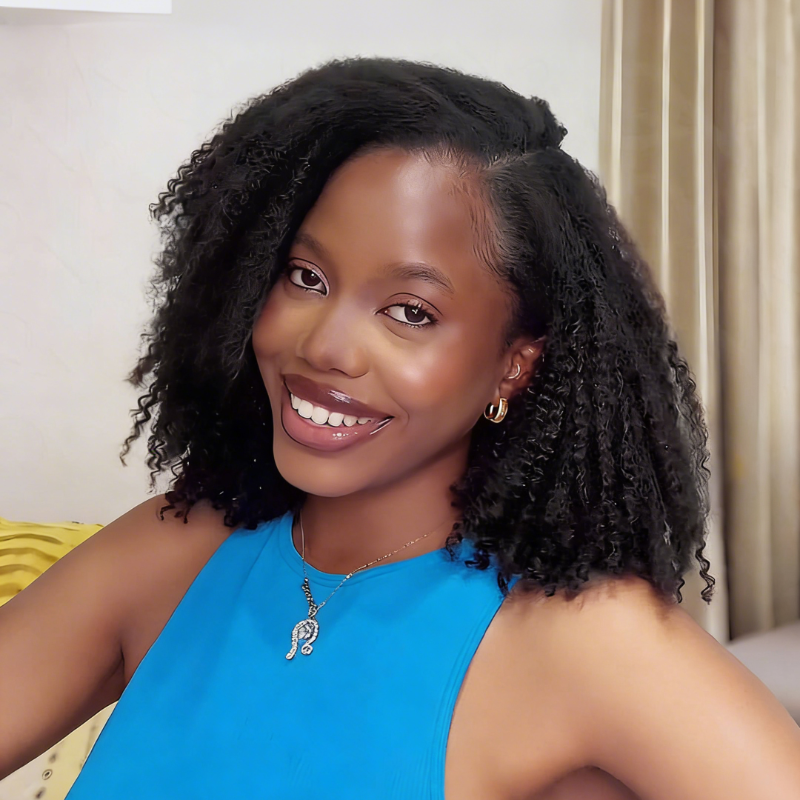 KRN Afro Kinky Curly Human Feather Crochet Hair