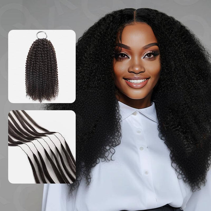 KRN Afro Kinky Curly Human Feather Crochet Hair