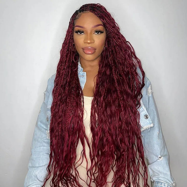 KRN Burgundy 99J Loose Deep Wave Bulk Human Hair For Braiding