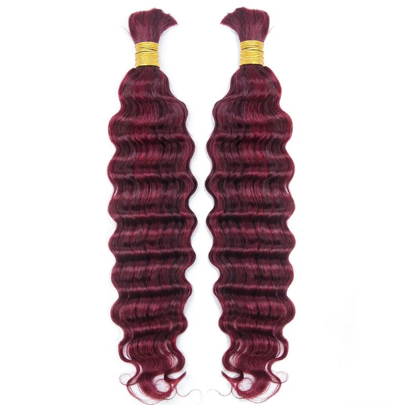 KRN Burgundy 99J Loose Deep Wave Bulk Human Hair For Braiding