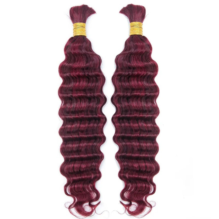 KRN Burgundy 99J Loose Deep Wave Bulk Human Hair For Braiding