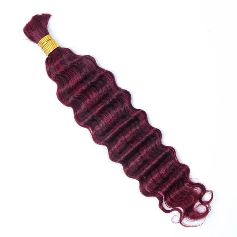 KRN Burgundy 99J Loose Deep Wave Bulk Human Hair For Braiding