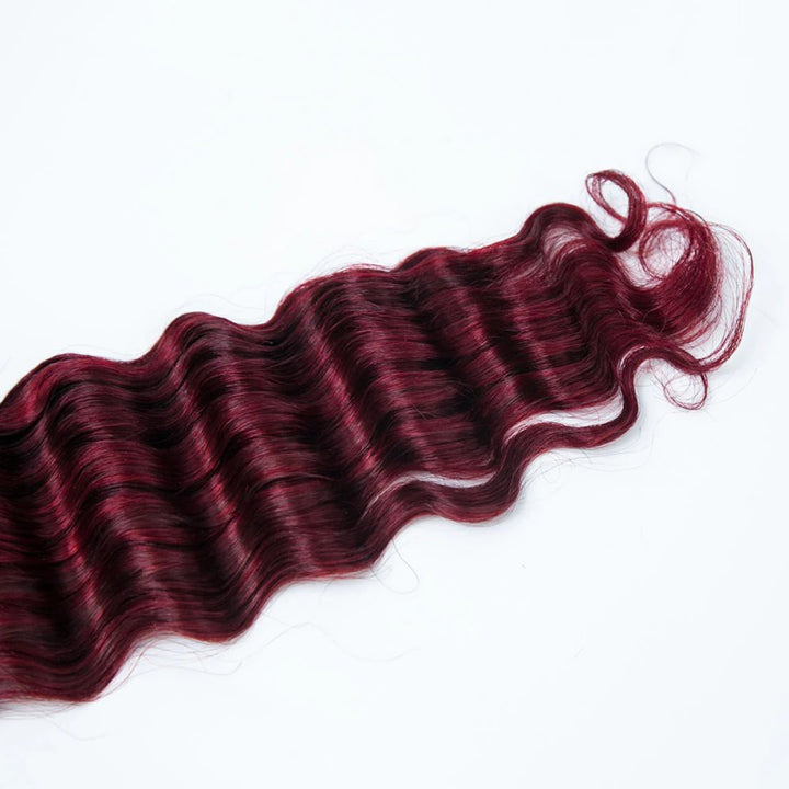 KRN Burgundy 99J Loose Deep Wave Bulk Human Hair For Braiding