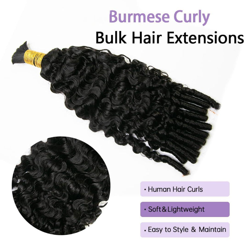Burmese Curly Bulk Human Hair For Braiding