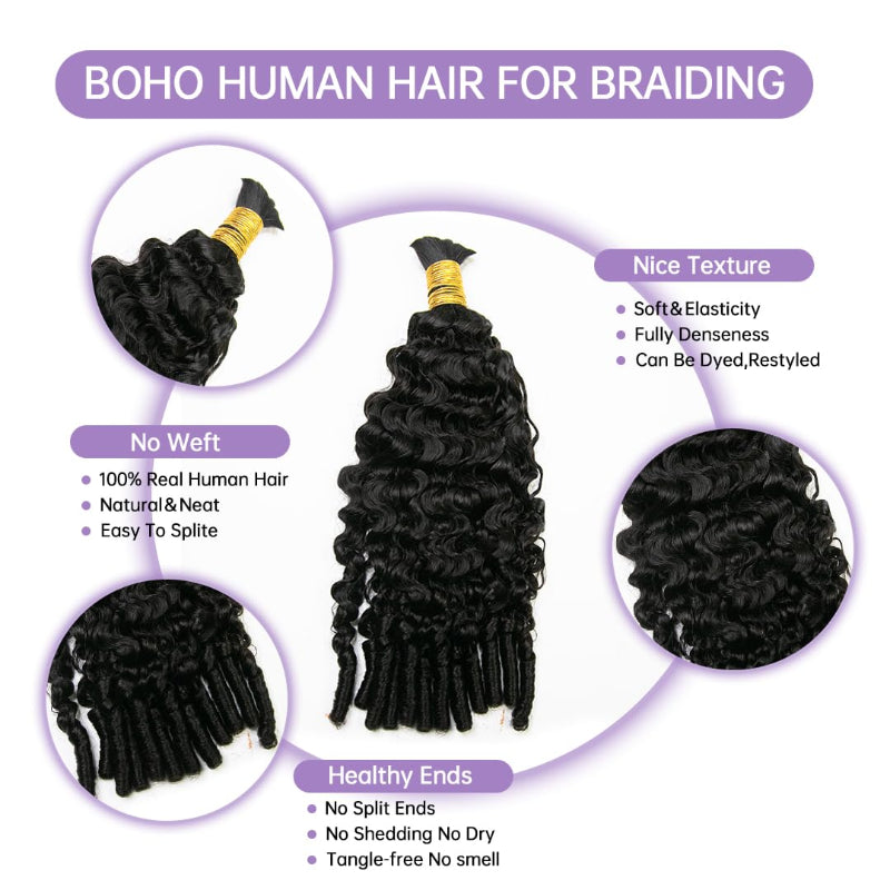 Burmese Curly Bulk Human Hair For Braiding