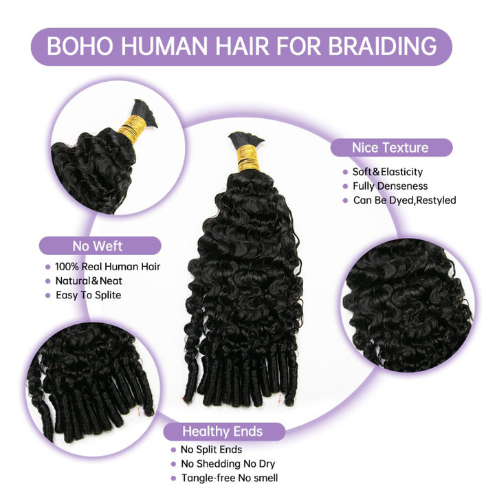 Burmese Curly Bulk Human Hair For Braiding