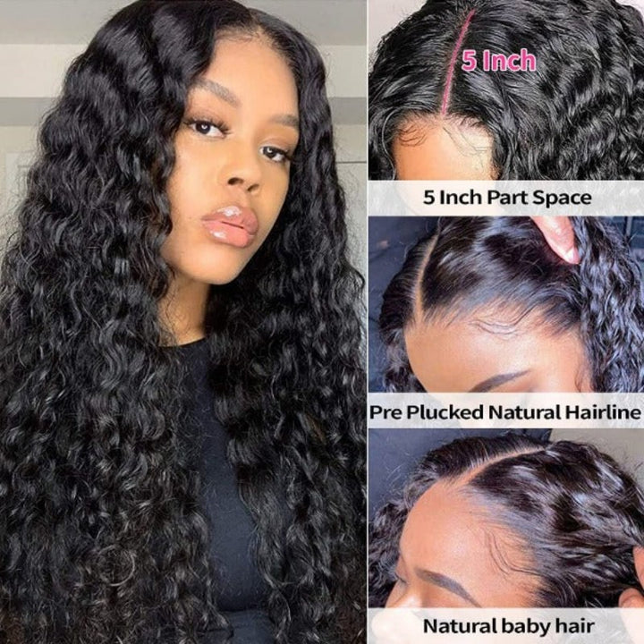 Deep Wave 5x5 HD Lace Closure Wig Human Hair