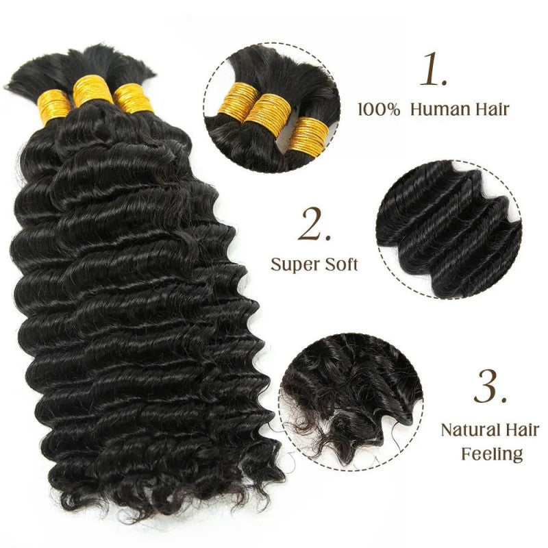 Deep Wave Bulk Human Hair For Braiding