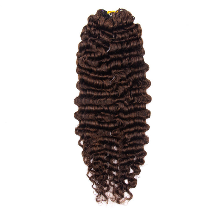 HC Wig #4 Dark Brown Burmese Curly Half Wig Crochet Braid Hair