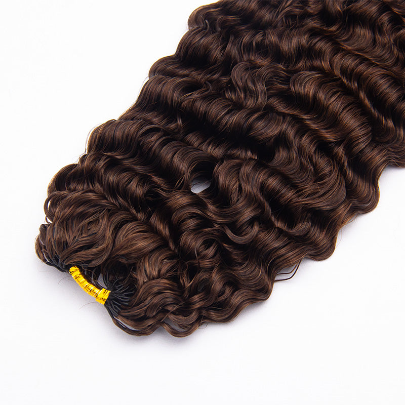 HC Wig #4 Dark Brown Burmese Curly Half Wig Crochet Braid Hair