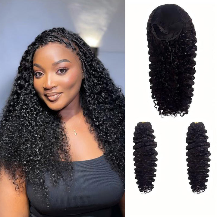 HC Wig Burmese Curly Half Wig Crochet Braid Hair
