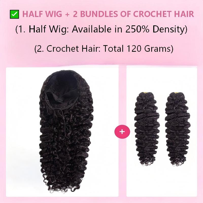 HC Wig Burmese Curly Half Wig Crochet Braid Hair