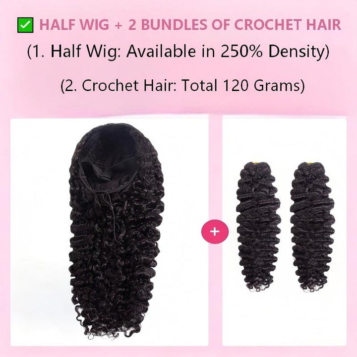 HC Wig Burmese Curly Half Wig Crochet Braid Hair