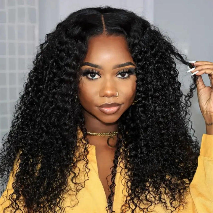 KRN Natural Black Kinky Curly 13x4 HD Lace Full Lace Frontal Wig