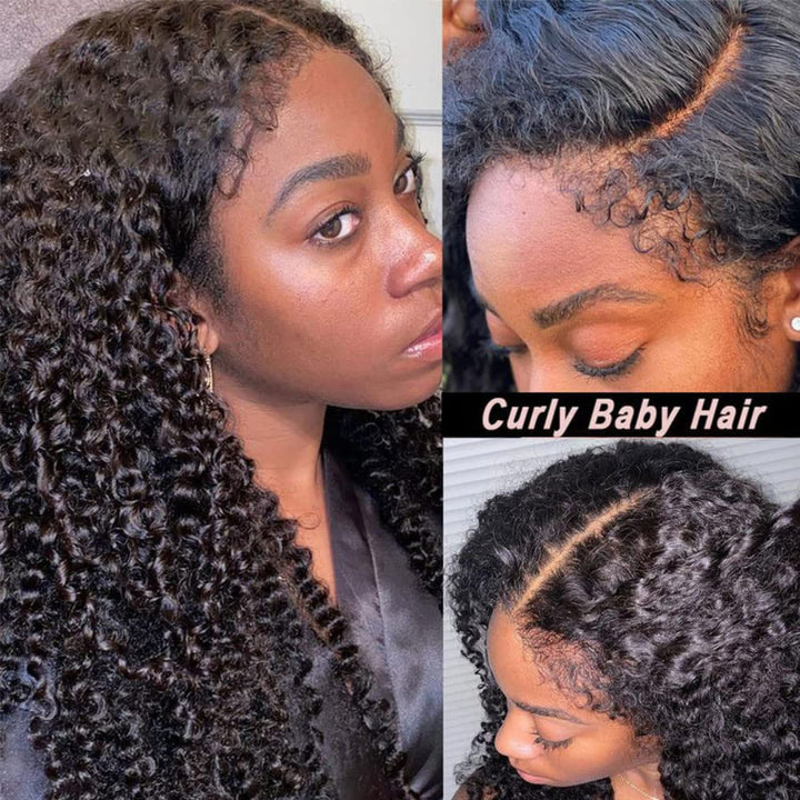 KRN Natural Black Kinky Curly 13x4 HD Lace Full Lace Frontal Wig