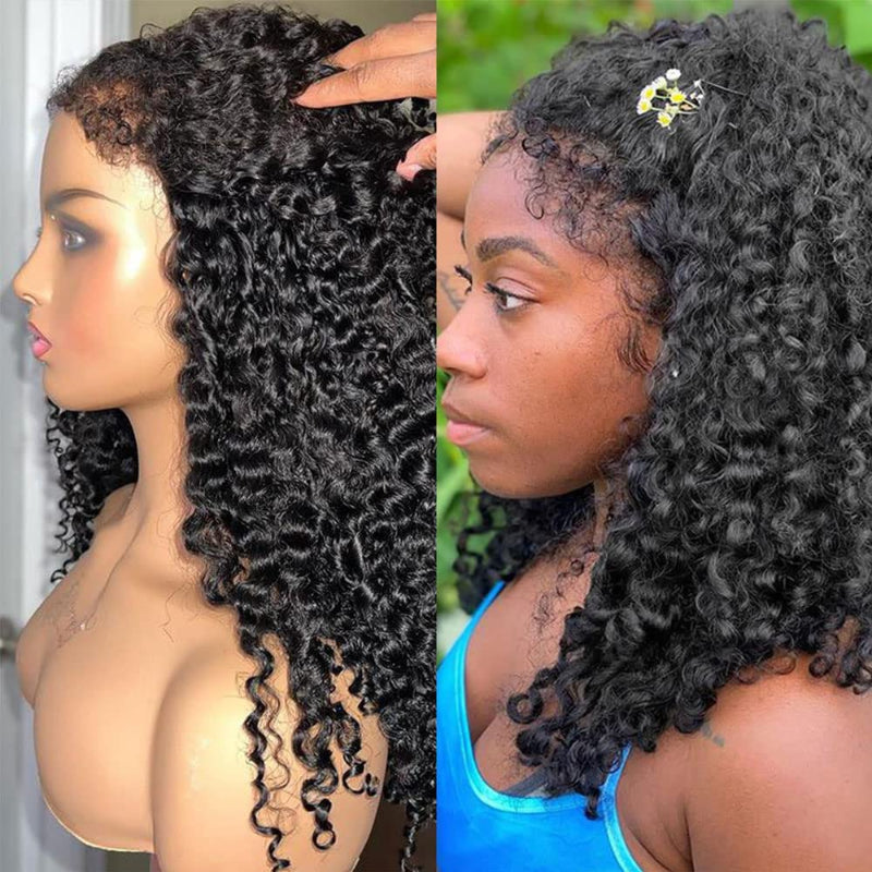 KRN Natural Black Kinky Curly 13x4 HD Lace Full Lace Frontal Wig