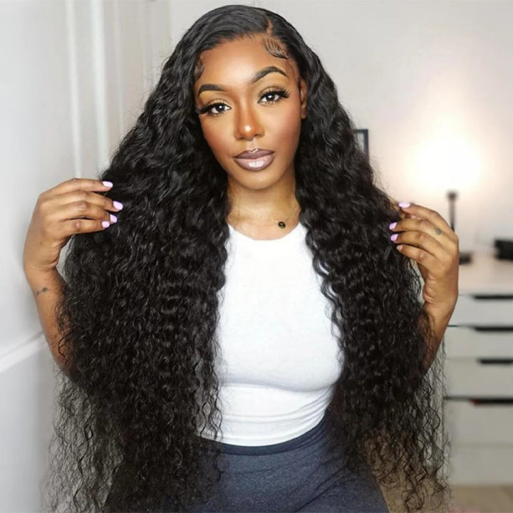 KRN Natural Black Water Wave 13x4 HD Lace Full Lace Frontal Wig