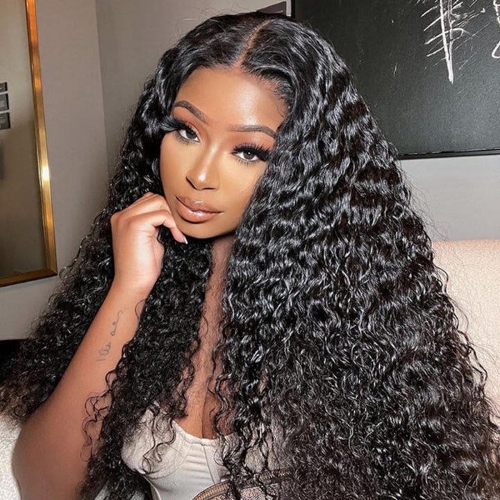 KRN Natural Black Water Wave 13x4 HD Lace Full Lace Frontal Wig