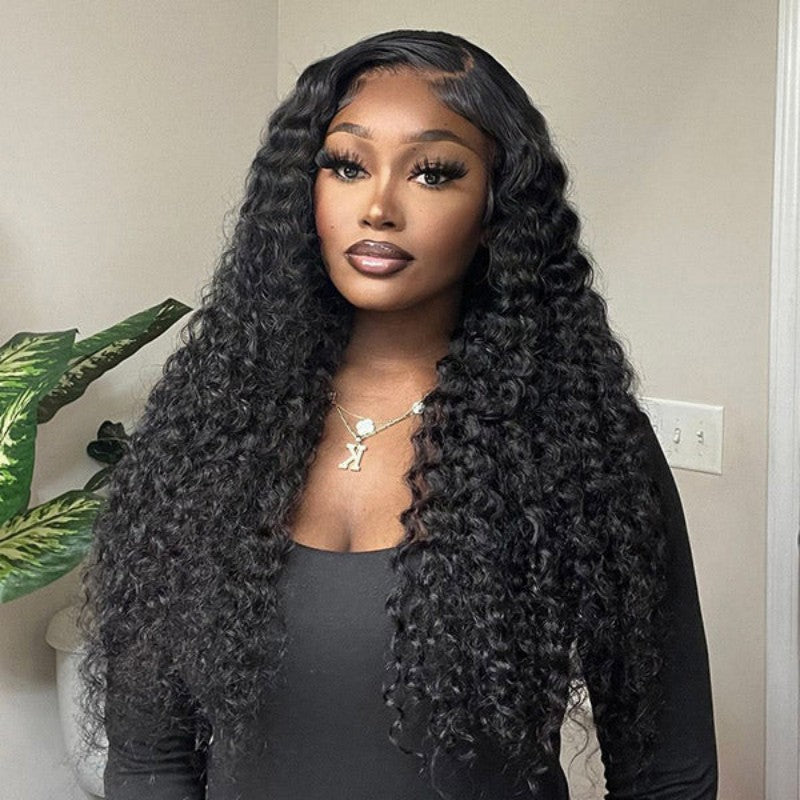 KRN Natural Black Water Wave 13x4 HD Lace Full Lace Frontal Wig