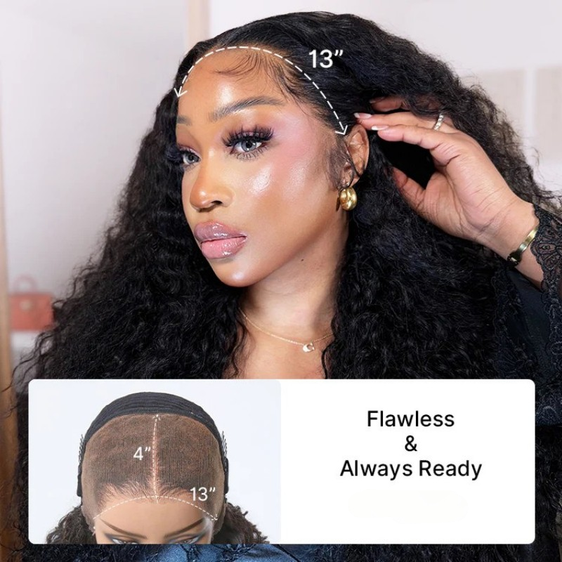 KRN Natural Black Water Wave 13x4 HD Lace Full Lace Frontal Wig