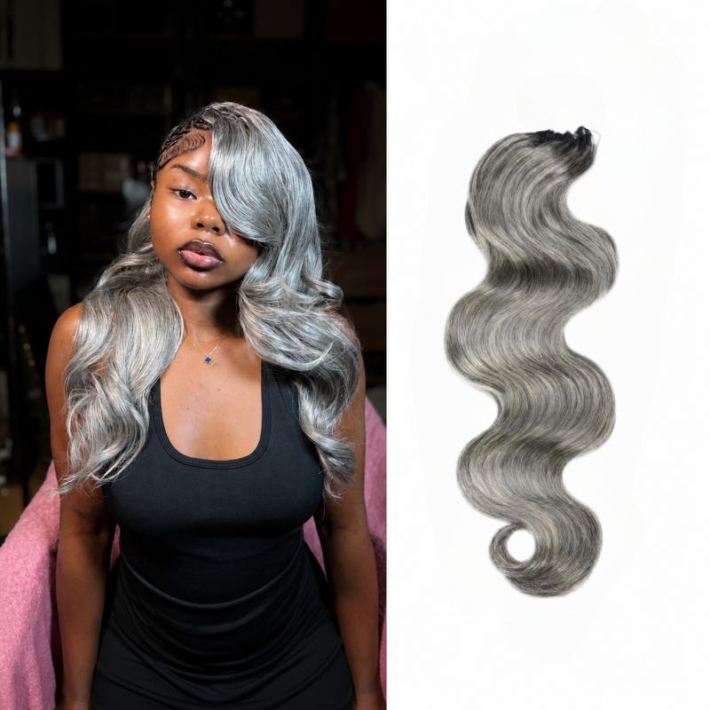KRN Salt & Pepper Body Wave Human Crochet Hair