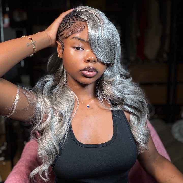KRN Salt & Pepper Body Wave Human Crochet Hair