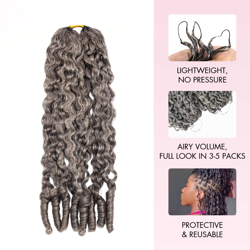 KRN Salt & Pepper Burmese Curly Human Crochet Hair