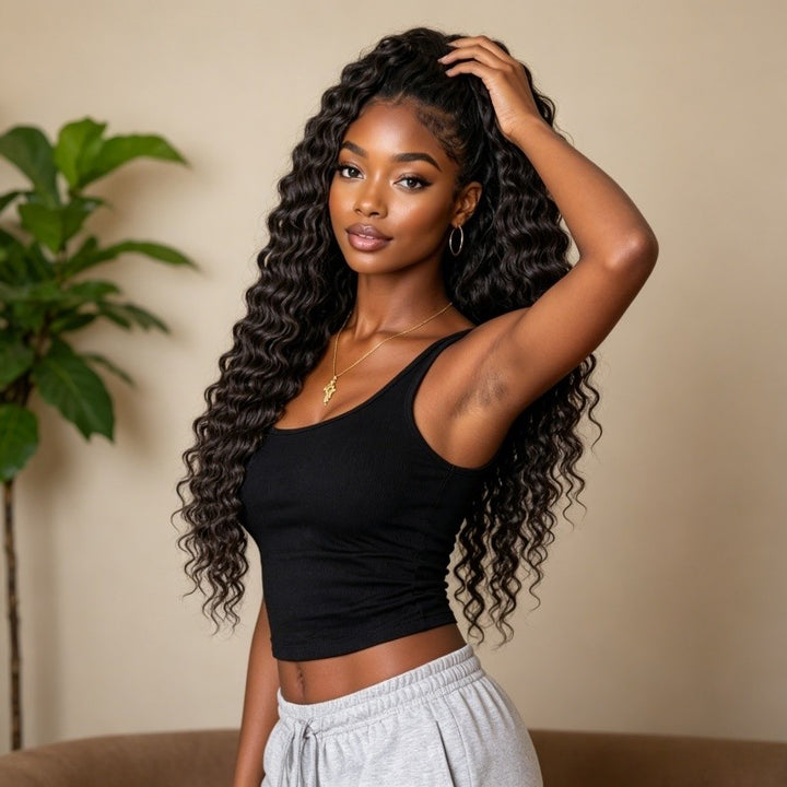KRN Salt & Pepper Deep Wave Human Crochet Hair