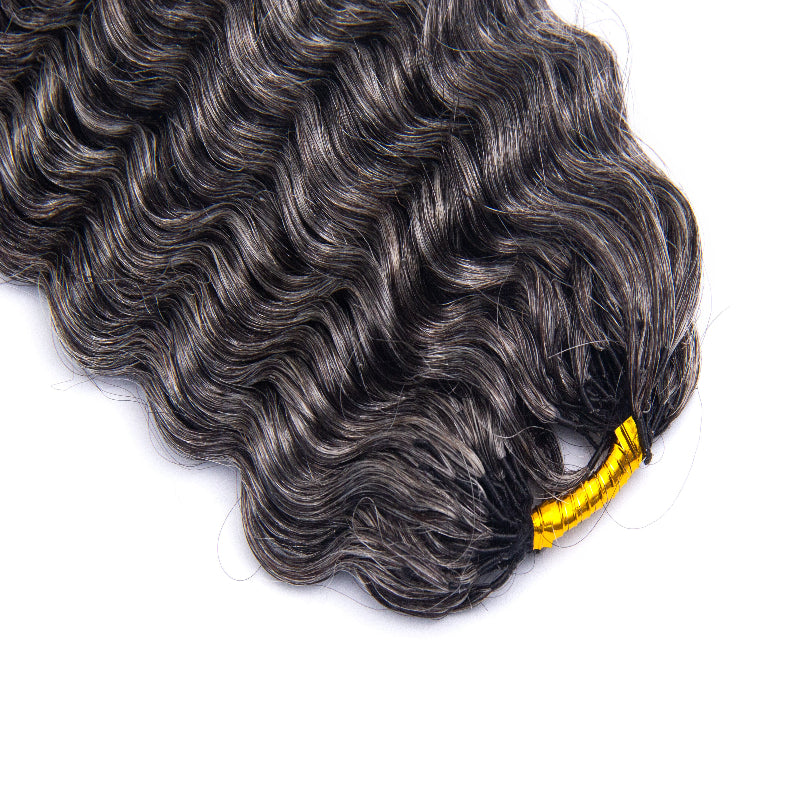 KRN Salt & Pepper Small Kinky Curly Human Crochet Hair