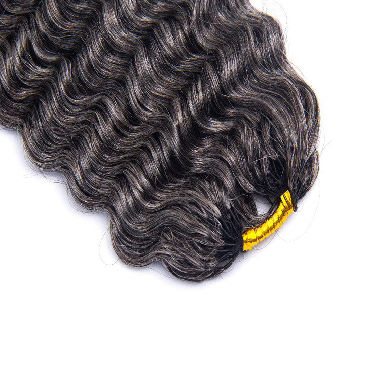 KRN Salt & Pepper Small Kinky Curly Human Crochet Hair
