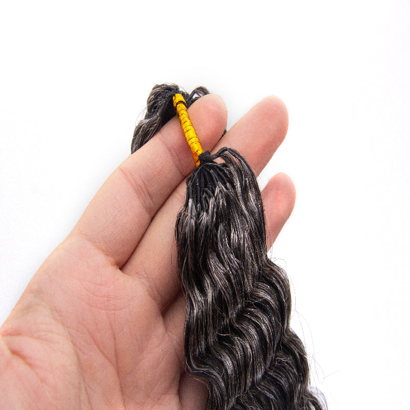 KRN Salt & Pepper Small Kinky Curly Human Crochet Hair
