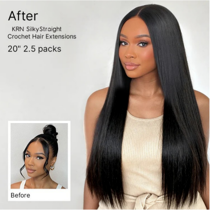 KRN Silky Straight Human Feather Crochet Hair