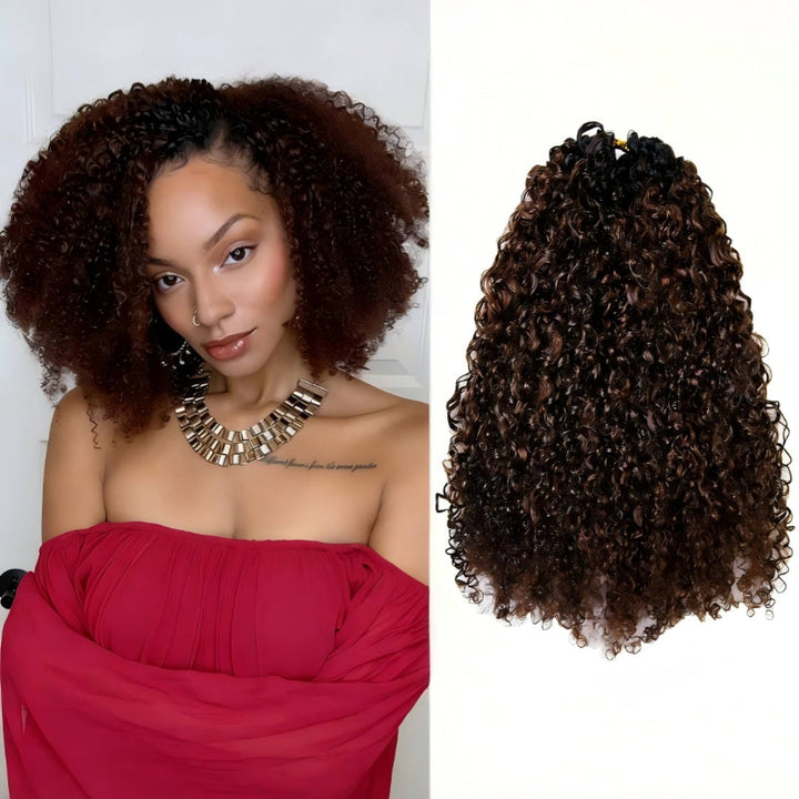 KRN T1B/4 Color Tight CurlyHuman Feather Crochet Hair