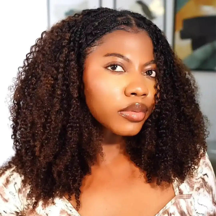 KRN T1B/4 Color Tight CurlyHuman Feather Crochet Hair