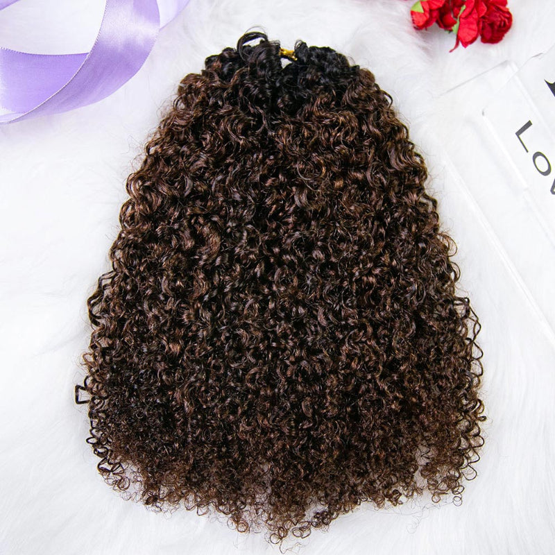 KRN T1B/4 Color Tight CurlyHuman Feather Crochet Hair