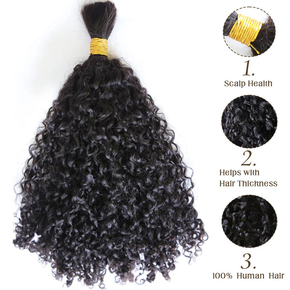 Tight Curly Bulk Human Hair For Braiding