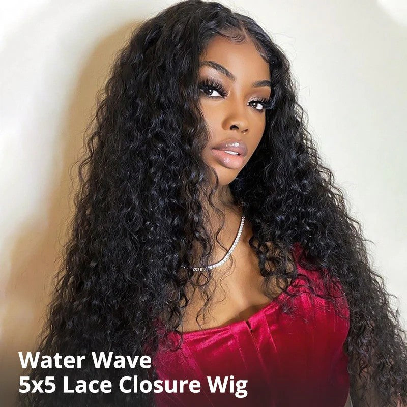 KRN Water Wave 5x5 HD Lace Closure Wig Human Hair