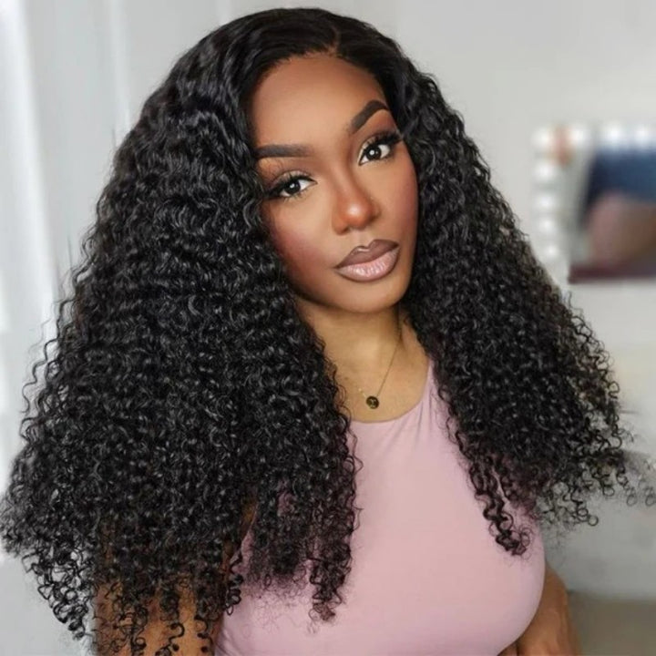 Kinky Curly Glueless V Part Wig