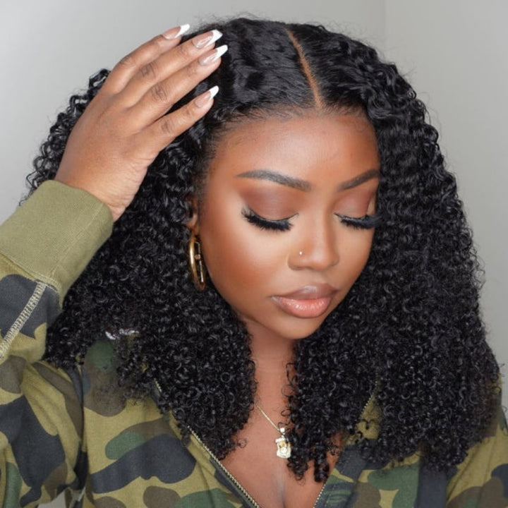 Kinky Curly Glueless V Part Wig