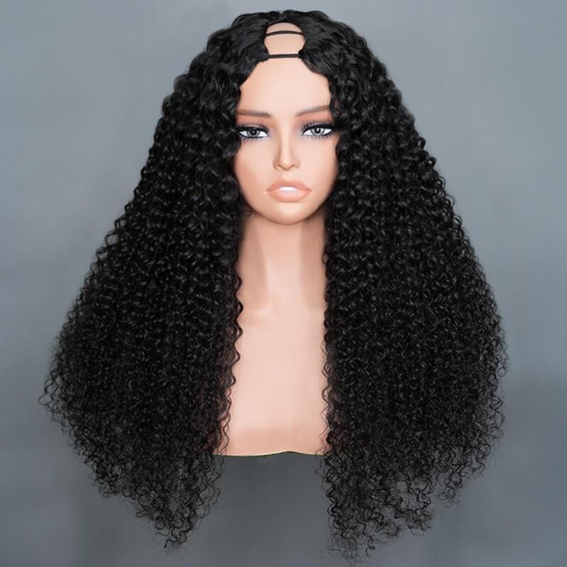 Kinky Curly Glueless V Part Wig