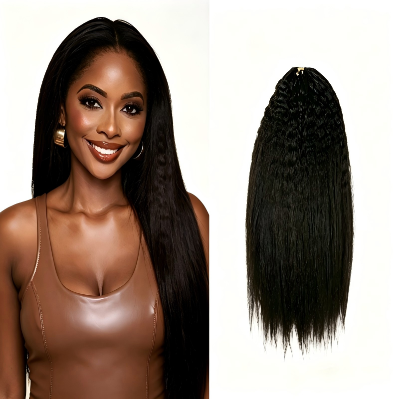 KRN Kinky Straight Human Crochet Hair